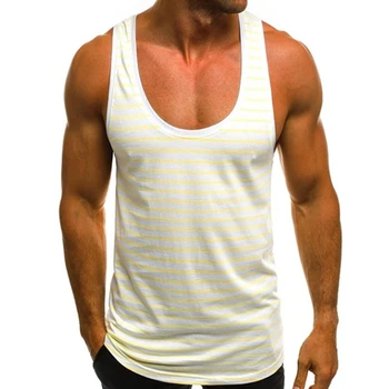 2020 Brand Nou pentru Bărbați Rezervor Casual cu Dungi, fără Mâneci O-Neck Shirt Vestă de Vară pe Plajă Sport Vacanță Topuri Rezervor