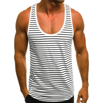 2020 Brand Nou pentru Bărbați Rezervor Casual cu Dungi, fără Mâneci O-Neck Shirt Vestă de Vară pe Plajă Sport Vacanță Topuri Rezervor