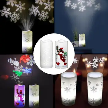Crăciun LED Lampa de Proiecție Lumânare Proiector Lumina de Noapte Ornamente Decor❀ Crăciun Fericit Lumina de Noapte Decor