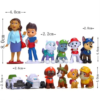 12pcs Paw patrol Set de Jucărie Toy 4-10cm Figura Anime Cifrele de Acțiune Catelus Jucărie Mașină Canin Jucarii Pentru Copii Jucarie