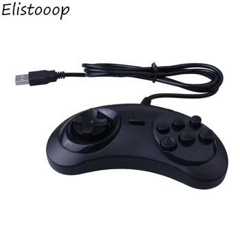 Elistooop prin Cablu USB Gamepad Clasic 6 Butoane USB Controler de Joc Joypad joc mâner pentru SEGA MD2 PC, MAC Mega Drive