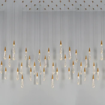 Aur picătură de Apă cu Bule de Cristal Pandantiv Creative Lumina Europene-stil Lux Lămpi cu LED-uri de Sticlă Iluminat Interior Restaurant