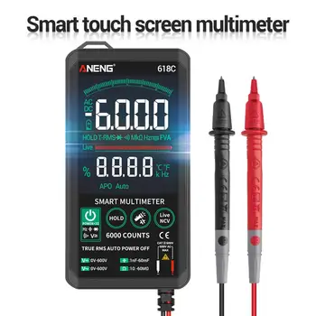 618C Digitale Multimetru Inteligent cu Ecran Tactil de Curent continuu Analoge Bar True RMS Tester 6000Telt Tranzistor Condensatului NCV Metru
