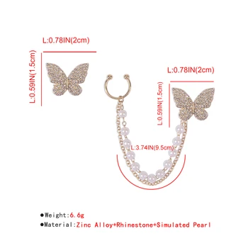 Lalynnly Temperament Simplu Stras Cercei Fluture Pentru Femei Bijuterii Imitație Pearl Ciucure Dublu Doamnelor Ureche Clipuri E8664