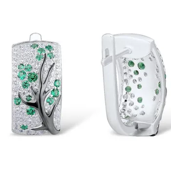 LETAPI Cercei de Culoare de Argint Pentru Femei Argint Pur, Culoare Cires Verde Strălucitoare Cubic Zirconia brincos moda Moda Bijuterii