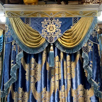 Europene Albastru Regal Lux Perdele pentru Dormitor cafea Fereastră Perdele pentru Camera de zi Elegantă Draperii Europene Perdele M116-40