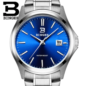 Simplu Moda Barbati Albastru Ceasuri Japonia Cuarț Real 316L Oțel Încheietura mîinii ceas de Afaceri Declarație Ceas Calendar Analog Montre 3Bars