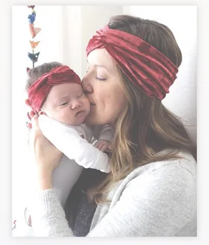 2019 Vânzare Fierbinte Mami și cu Mine Catifea poftă de mâncare Turban Headband Set Mama si Fiica Benzi Mama și Fiica Headwrap Set 12sets