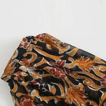 Za 2020 Femei Rochii Florale Retro Printed V-neck mâneci Lungi Rochie din Tul Femeie vintage Goth rochie Lunga