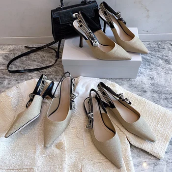 2020 Femei Sandale cu Toc Low Pisoi Toc de Lux Celebru Brand de Designer de Înaltă Calitate Elegant Streetwear Femei Sandale