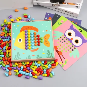 30*30*4 cm din Lemn de Ciuperci de Unghii cutie de Puzzle Jocuri, Jucării pentru Copii Creative de Animale 3D Construirea de Jucării din Lemn Cadouri pentru Copii