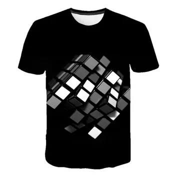 Geometrie cub de jucărie 3D T-shirt Pentru Barbati Femei Tricouri Casual de Vara Tricouri Amuzante Geometrice Harajuku Agrement Streetwear Tees