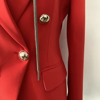 Femei Sacou 2019 Noua Moda Roșu cu Glugă la două Rânduri Sacou feminino Casual Femei, sacouri și jachete