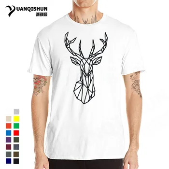 Noi Geometrice Animal Deer T-shirt Linie Poligonala Animale Arta Abstractă Camasi de Imprimare de Înaltă calitate din bumbac cu mânecă scurtă Tees