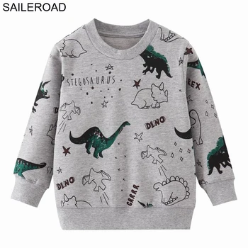 SAILEROAD Toamna Copii Jachete Dinozaur Copil Copil Copil Fată Băiat Haine cu Maneca Lunga de Desene animate Imprimate T-shirt, Blaturi
