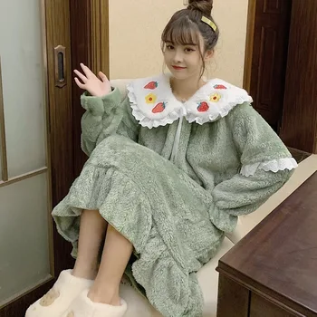 Femeie Rochie de Iarna 2021 Versiunea coreeană de Mult Fata Dulce Cald Gros Cămașă de noapte Acasă Costum pentru Femei de Noapte Purta Plus Dimensiune