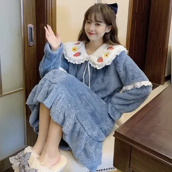 Femeie Rochie de Iarna 2021 Versiunea coreeană de Mult Fata Dulce Cald Gros Cămașă de noapte Acasă Costum pentru Femei de Noapte Purta Plus Dimensiune