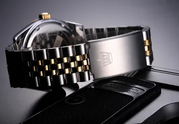 TORBOLLO Brand Nou Cuarț Ceas pentru Bărbați Aur Alb Data de Oțel apă până la 3atm rezistent la apa Mens Ceas relogio masculino Cu cutie de original
