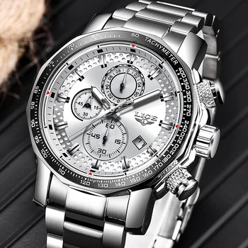 Relogio Masculino 2020 Moda Mens Ceasuri de Top de Brand de Lux Silver Încheietura ceas pentru Bărbați din Oțel Cadran Mare Impermeabil Cuarț Ceas