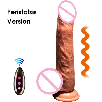 Control Wireless Vibrator Extrem de Realist G-spot încălzire Automate telescopice și Peristaltice penisul Sex pentru femei Jucării pentru adulți