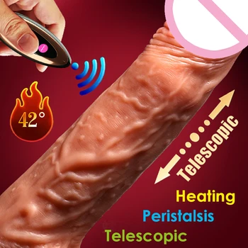 Control Wireless Vibrator Extrem de Realist G-spot încălzire Automate telescopice și Peristaltice penisul Sex pentru femei Jucării pentru adulți
