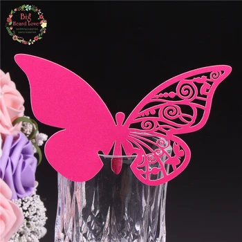 50pcs Tăiere cu Laser Minunat Fluture Design Elegant Pahar de Vin Carduri Cupa Card Nume de Loc Carte de Nunta de Decorare Consumabile Partid
