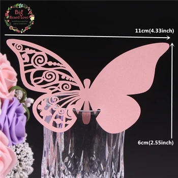 50pcs Tăiere cu Laser Minunat Fluture Design Elegant Pahar de Vin Carduri Cupa Card Nume de Loc Carte de Nunta de Decorare Consumabile Partid