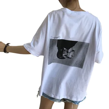 CBAFU harajuku vara tricouri de caractere imprimate alb topuri cu maneca scurta tricou casual pentru femei Tricou de bumbac vrac student topuri P855