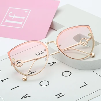 2020 Metal Brand de Lux de Designer Doamna Pisica Ochi ochelari de Soare Femei Epocă fără ramă Gradient de Ochelari de Soare Pentru Femei UV400 în aer liber