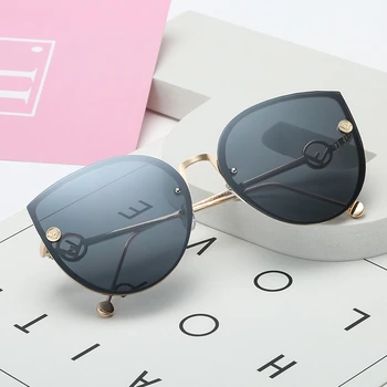 2020 Metal Brand de Lux de Designer Doamna Pisica Ochi ochelari de Soare Femei Epocă fără ramă Gradient de Ochelari de Soare Pentru Femei UV400 în aer liber