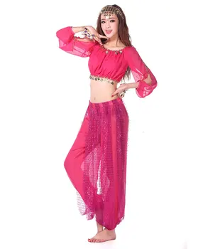 2piese Costum Belly Dance Costume Orientale de Dans, Costume de Dans Bollywood Costume pentru Adulti Belly Dance Costum Set Sutien + Pantaloni