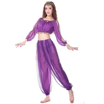 2piese Costum Belly Dance Costume Orientale de Dans, Costume de Dans Bollywood Costume pentru Adulti Belly Dance Costum Set Sutien + Pantaloni