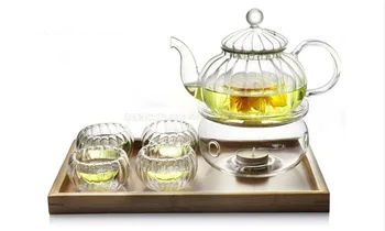 1SET 600ml de Dovleac Stil Durabil Ceainic de Sticlă cu Filtru Manual Rezistente la Căldură Ceainic Kungfu Ceai de Flori de Cafea Heath JO 1052