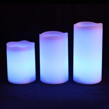 3Pcs Set de LED-uri Multicolore fără flacără Electronic Lumânări de Exterior si de Interior de Culoare Schimbare de Lumânări Lumina Cu Multi-Funcție Timer R