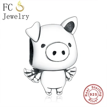 FC Bijuterii se Potrivesc Original de Brand Farmec Brățară Real Argint 925 Pippo Flying Pig Șirag de mărgele de Femei care fac Copii Purcel Purceluș Berloque DIY