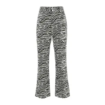 Noi Femeile Zebra De Imprimare Pantaloni Lungi Cu Talie Înaltă Largi Picior Pantaloni Evazate Liber Sport Pantaloni Fashion Pantaloni Streetwear
