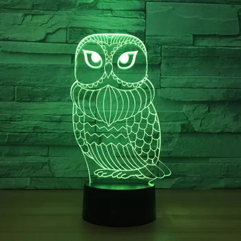 Bufnita 3D LED RGB Lumina de Noapte În 7 Culori Schimbare lampa de Birou Figurine Copii Acasă Jucării de Crăciun
