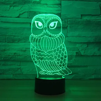 Bufnita 3D LED RGB Lumina de Noapte În 7 Culori Schimbare lampa de Birou Figurine Copii Acasă Jucării de Crăciun