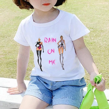 Fete Tricouri Ploaie pe Mine Tipărite fetițe Haine de Vara Maneca Scurta Tricou Casual Alb O-gât Topuri de Moda Tees T-shirt