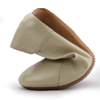 OUKAHUI Clasic din Piele de Balet Pantofi Plat Femeie Rotund Deget de la picior Negru Solid Superficial Moale Munca de Birou Gravide Pantofi de Femeie Plat
