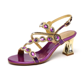XGRAVITY Europene American Doamnelor Moda cu Toc Înalt Pantofi de Vara Elegant Picătură Stras Sandale Indesata Doamnelor Pantofi Femei B298