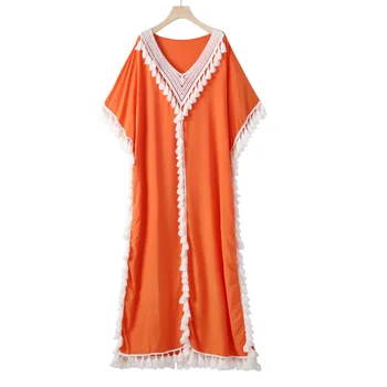 Doamnă îmbrăcăminte OWLPRINCESS de Vară 2020 Nou Rochie de culoare Solidă maneca lunga rochie cu franjuri rochie