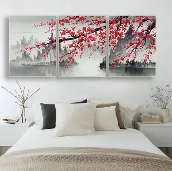 3 Panoul De Stil Chinezesc De Prune De Perete De Arta Canvas Tablou Modern Home Decor Abstract, Peisaj Postere, Printuri Pentru Camera De Zi