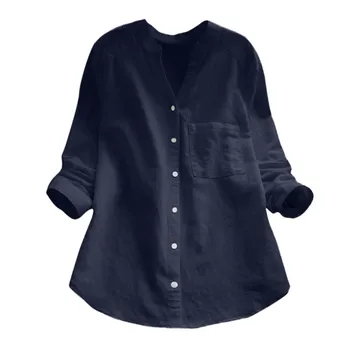 Bluze Femei 2020 Femei Lenjerie De Pat Din Bumbac Casual Solidă Tricou Cu Maneci Lungi, Bluze Butonul De Jos Topuri Ropa De Mujer Блузка Женская 2021