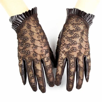 Mănuși de piele de oaie doamna touch ecran mănuși subțiri dantelă de moda stil de primăvară și de toamnă negru maro gri pentru femei mănuși din piele