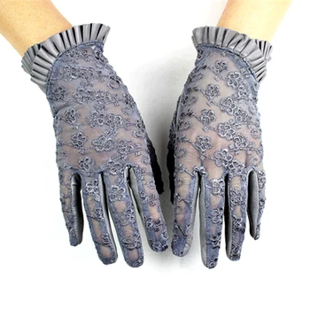 Mănuși de piele de oaie doamna touch ecran mănuși subțiri dantelă de moda stil de primăvară și de toamnă negru maro gri pentru femei mănuși din piele