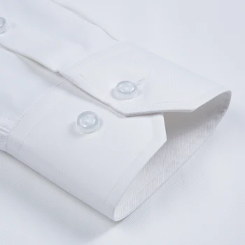 Barbati Standard-fit Wrinkle-Free Solid Twill Rochie Cămașă Singur Patch-uri de Buzunar Maneca Lunga Afaceri Formale de Calitate Superioară Tricouri
