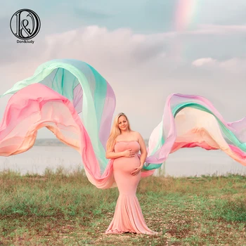 Nu&Judy Noi Pastel Rainbow Șifon Rochie Lunga Mantie Cape Maternitate De Sex Feminin Gravide Rochii De Maternitate Recuzită Fotografie