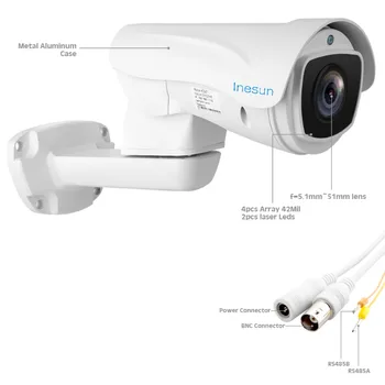 Inesun 5MP (2688x1944) Super HD AHD camere de supraveghere CCTV Camera Zoom Optic 10X în aer liber, Supraveghere Video, Camera de Securitate 330ft Laser IR