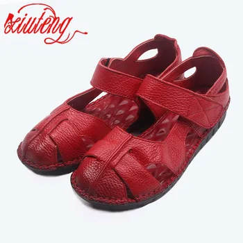 Xiuteng Handmade Piele Femei Sandale Pentru Vara Confortabil Moale Jos Flori De Pantofi De Înaltă Calitate Din Piele Pantofi Casual
